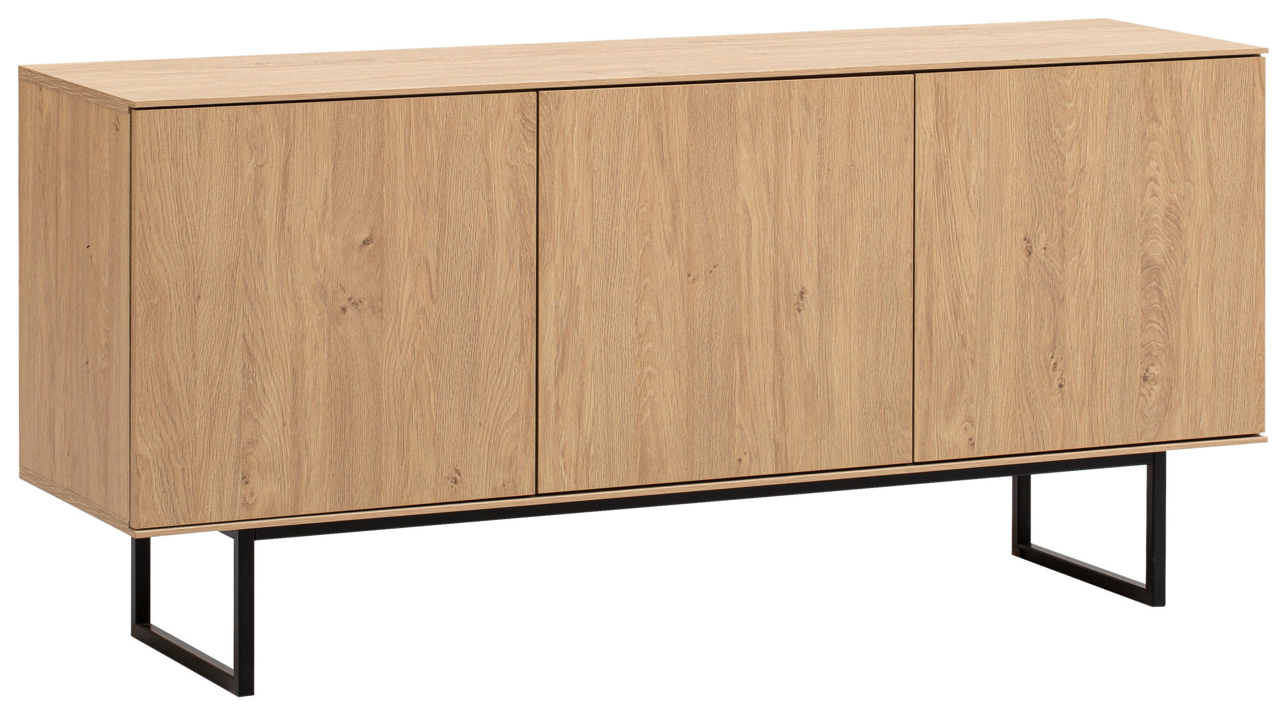 LOWBOARD  in 150/70/40 cm  - Eichefarben/Schwarz, Design, Holzwerkstoff/Metall (150/70/40cm) - Modante