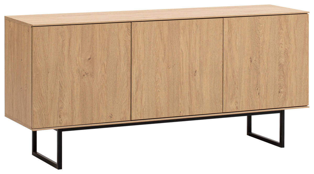 LOWBOARD  in 150/70/40 cm  - Eichefarben/Schwarz, Design, Holzwerkstoff/Metall (150/70/40cm) - Modante