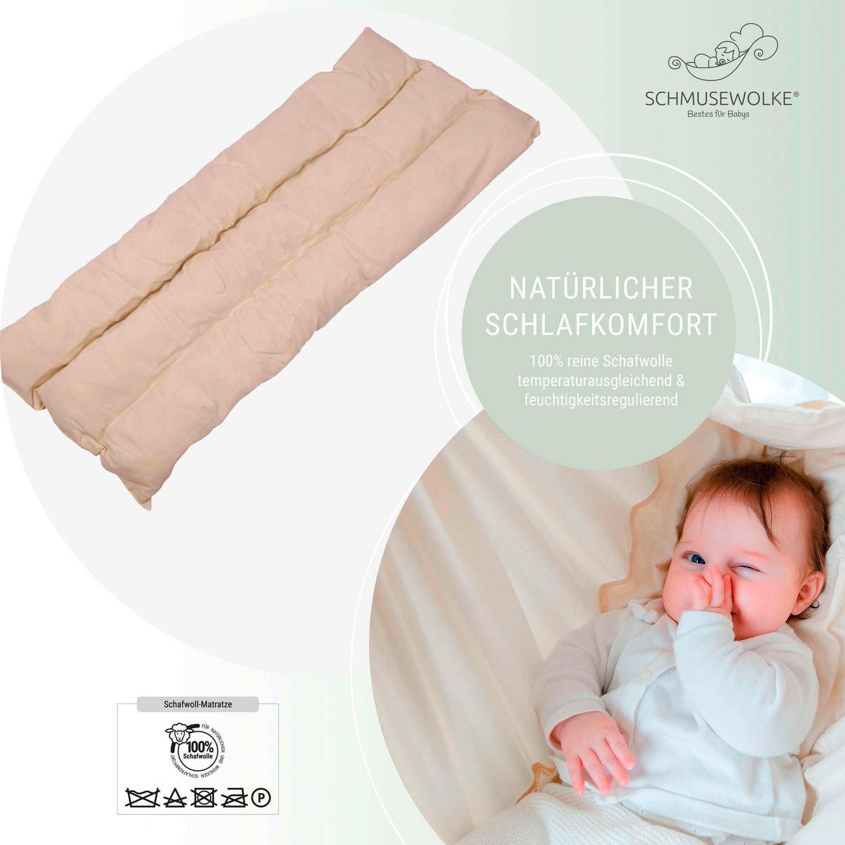 MATRATZE FÜR FEDERWIEGE   - Beige, Basics, Textil (85/28/4cm) - SCHMUSEWOLKE