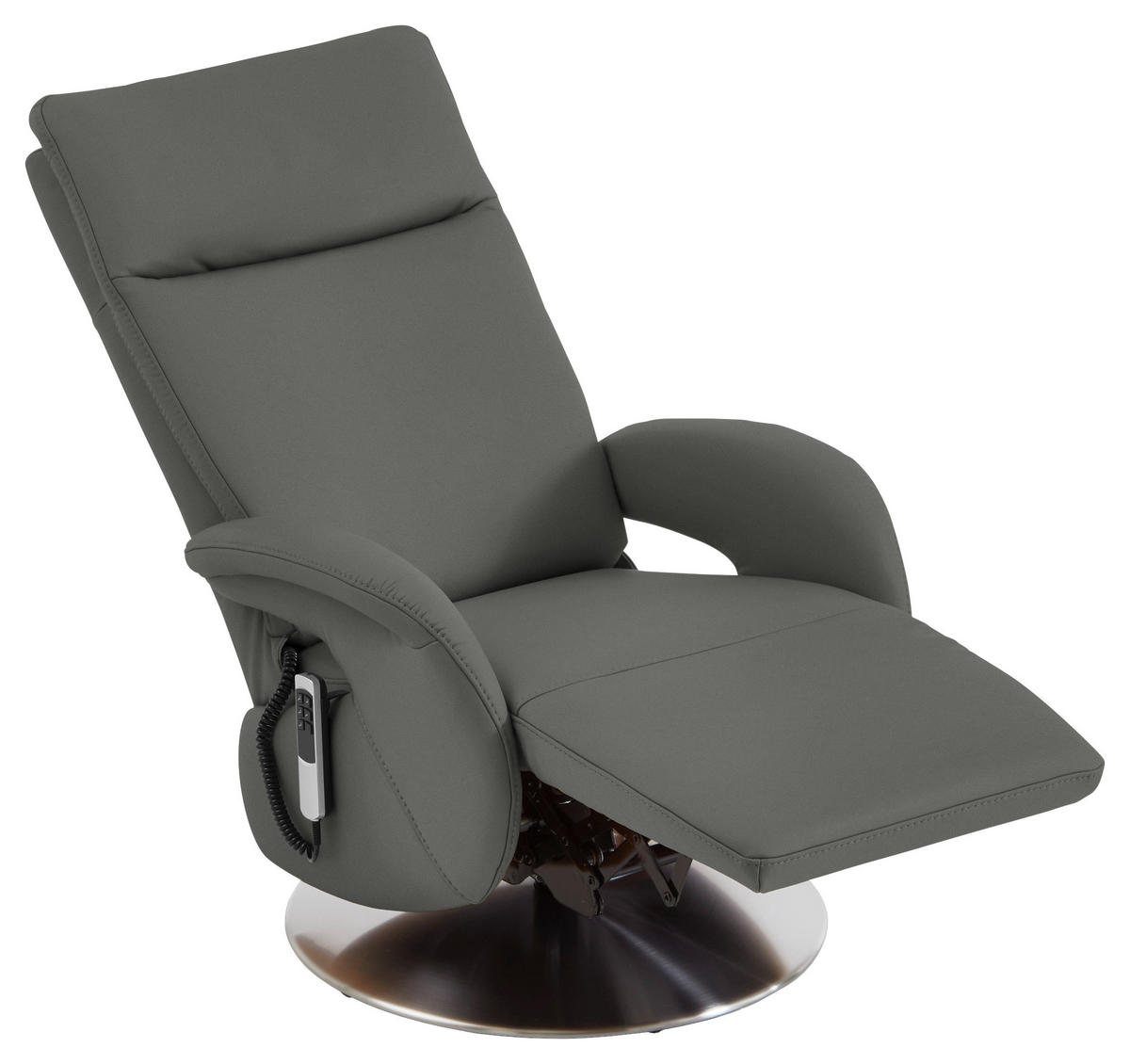 RELAXSESSEL in Leder Dunkelgrau  - Edelstahlfarben/Dunkelgrau, Design, Leder/Metall (70/108/80cm) - Cantus