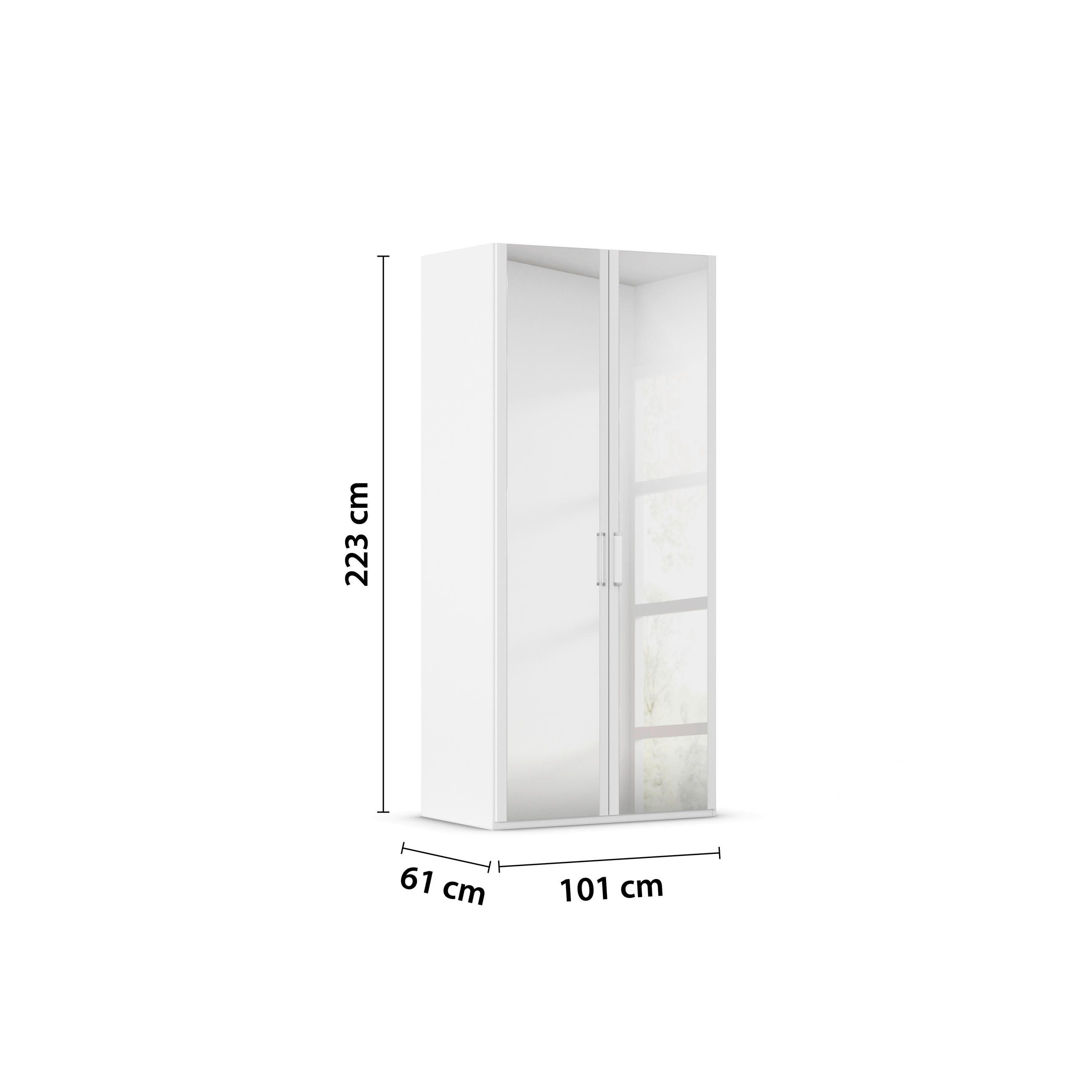 DREHTÜRENSCHRANK 101/223/60 cm 2-türig Weiß  - Weiß, Design, Glas/Holzwerkstoff (101/223/60cm) - Novel