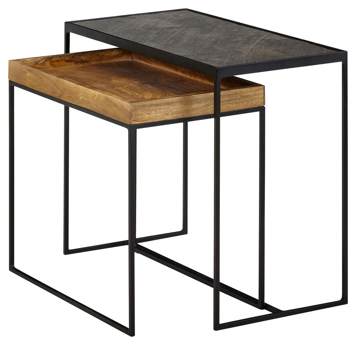 SIDOBORD SET i trä, sten 60/30/50 cm  - brun, Modern, trä/sten (60/30/50cm) - MID.YOU