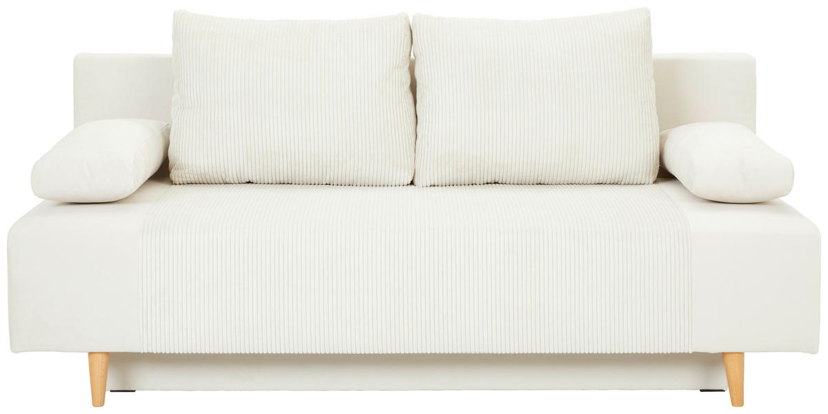 ZOFA S POSTELJNO FUNKCIJO,  krem barve tekstil  - krem barve/barve bukve, Konvencionalno, tekstil/les (191/92/89cm) - MID.YOU