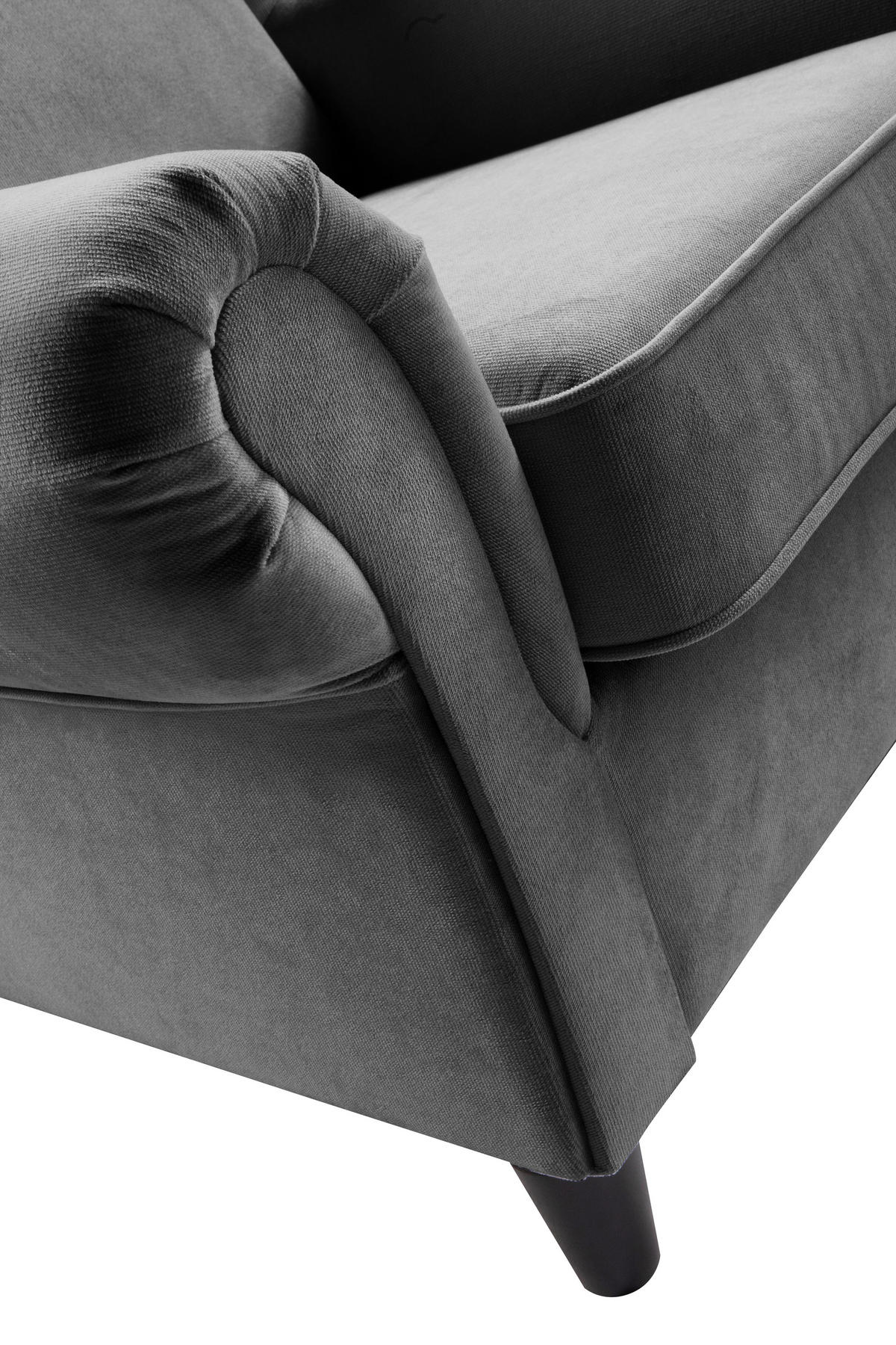 OHRENSESSEL in Plüsch Anthrazit  - Anthrazit/Schwarz, Design, Holz/Textil (94/112/92cm) - MID.YOU