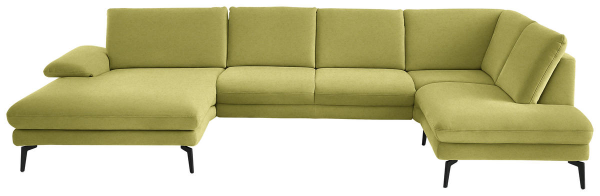 WOHNLANDSCHAFT Chenille, Flachgewebe Hellgrün  - Schwarz/Hellgrün, Design, Textil/Metall (180/344/208cm) - Dieter Knoll