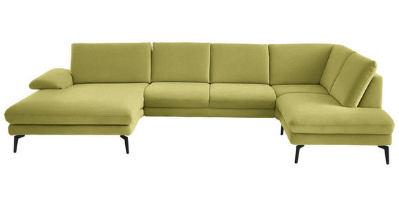 WOHNLANDSCHAFT  in Chenille, Flachgewebe Hellgrün  - Schwarz/Hellgrün, Design, Textil/Metall (180/344/208cm) - Dieter Knoll