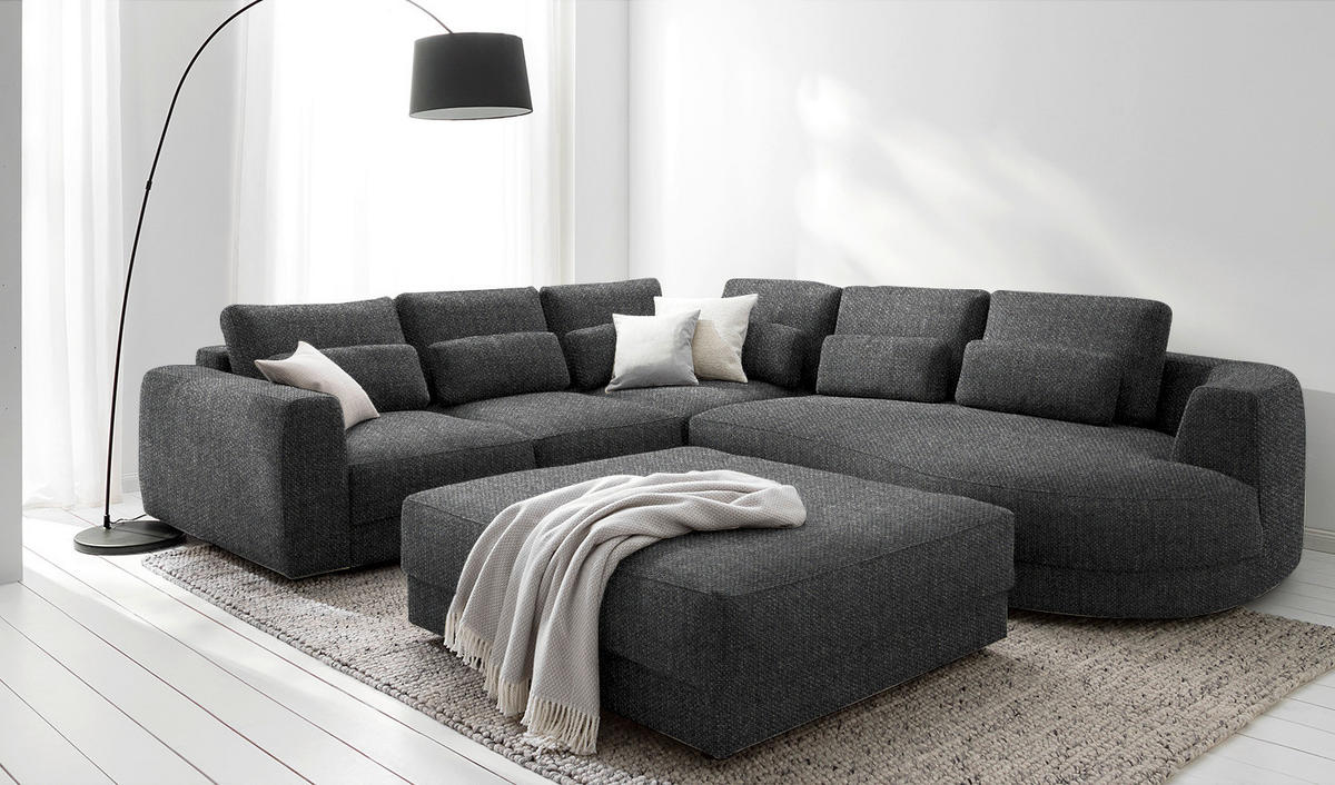 HOCKER in Textil Dunkelgrau  - Dunkelgrau/Schwarz, Design, Kunststoff/Textil (105/38/117cm) - home24