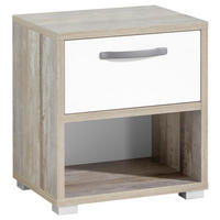 NOĆNI ORMARIĆ prirodne boje, bijela   - bijela/srebrne boje, Konvencionalno, drvni materijal/plastika (49/52/41cm) - Carryhome