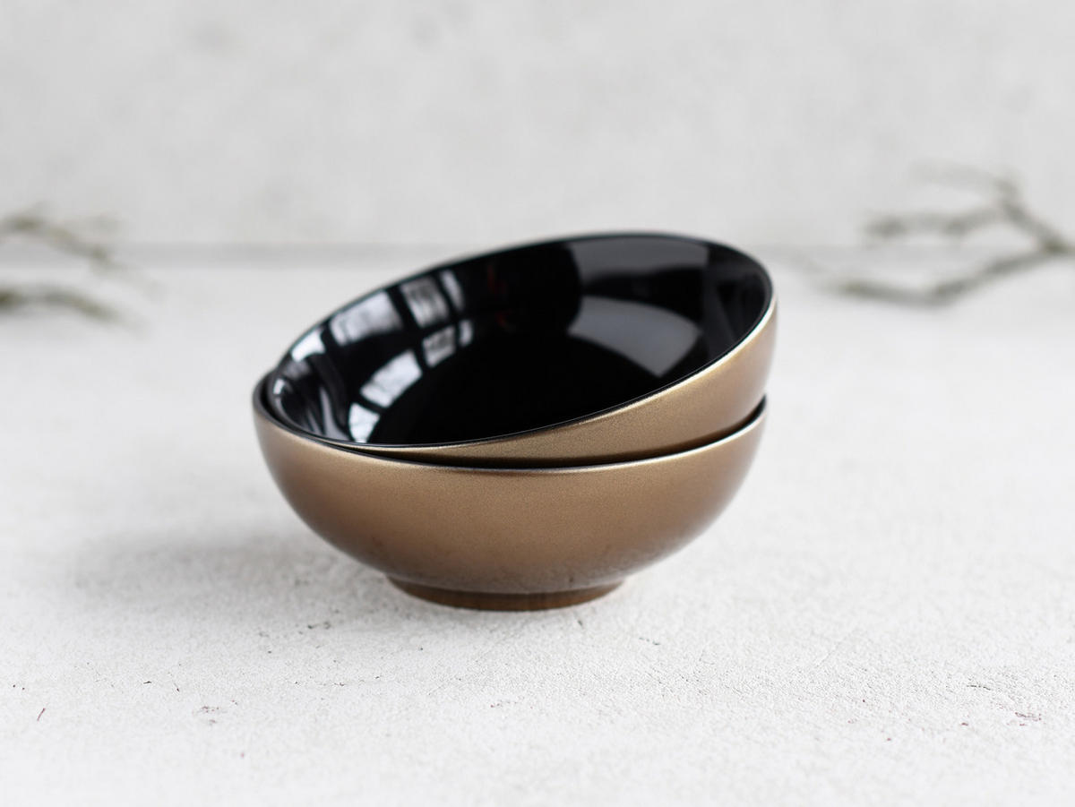 SET MED FRUKOSTSKÅLAR Golden Days schwarz 16 cm  - svart/guldfärgad, Basics, keramik (16cm) - Creatable