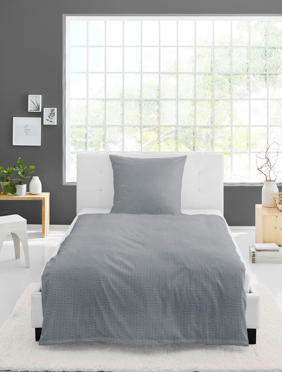 BETTWÄSCHE Seersucker 240/220 cm  - Hellgrau, Basics, Textil (240/220cm) - Bierbaum