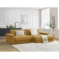 ECKSOFA Ottomane rechts  LEONARD  Gelb Struktur  - Gelb/Schwarz, MODERN, Kunststoff/Textil (274/159cm)