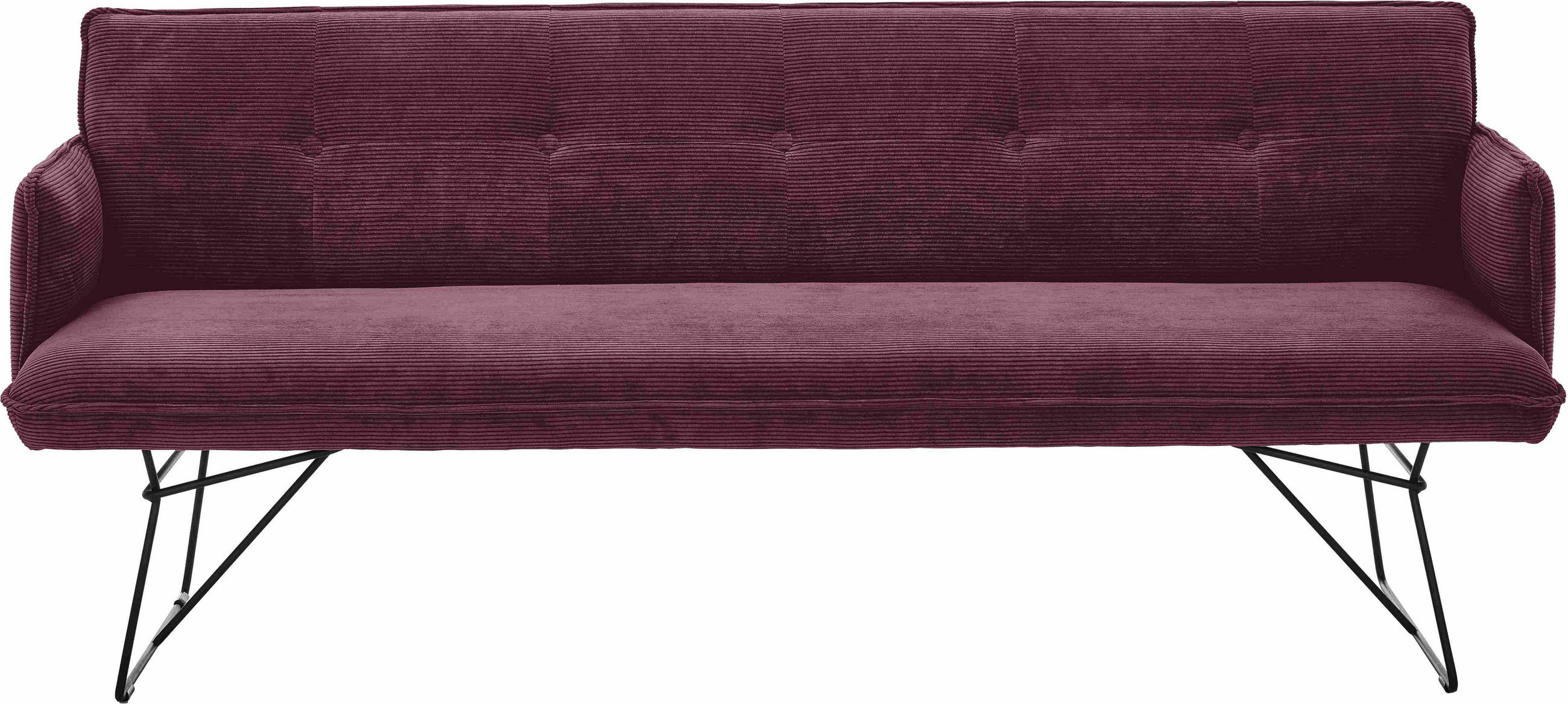 SITZBANK 212/89/70 cm  in Weinrot  - Weinrot/Schwarz, Design, Textil/Metall (212/89/70cm) - Pure Home Lifestyle