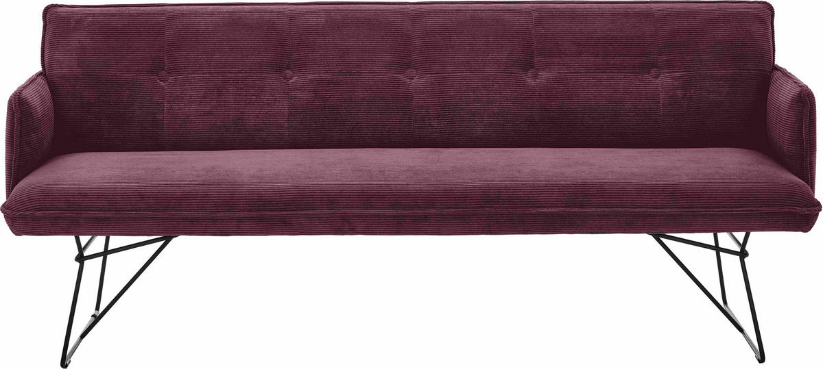 SITZBANK 212/89/70 cm  in Weinrot  - Weinrot/Schwarz, Design, Textil/Metall (212/89/70cm) - Pure Home Lifestyle