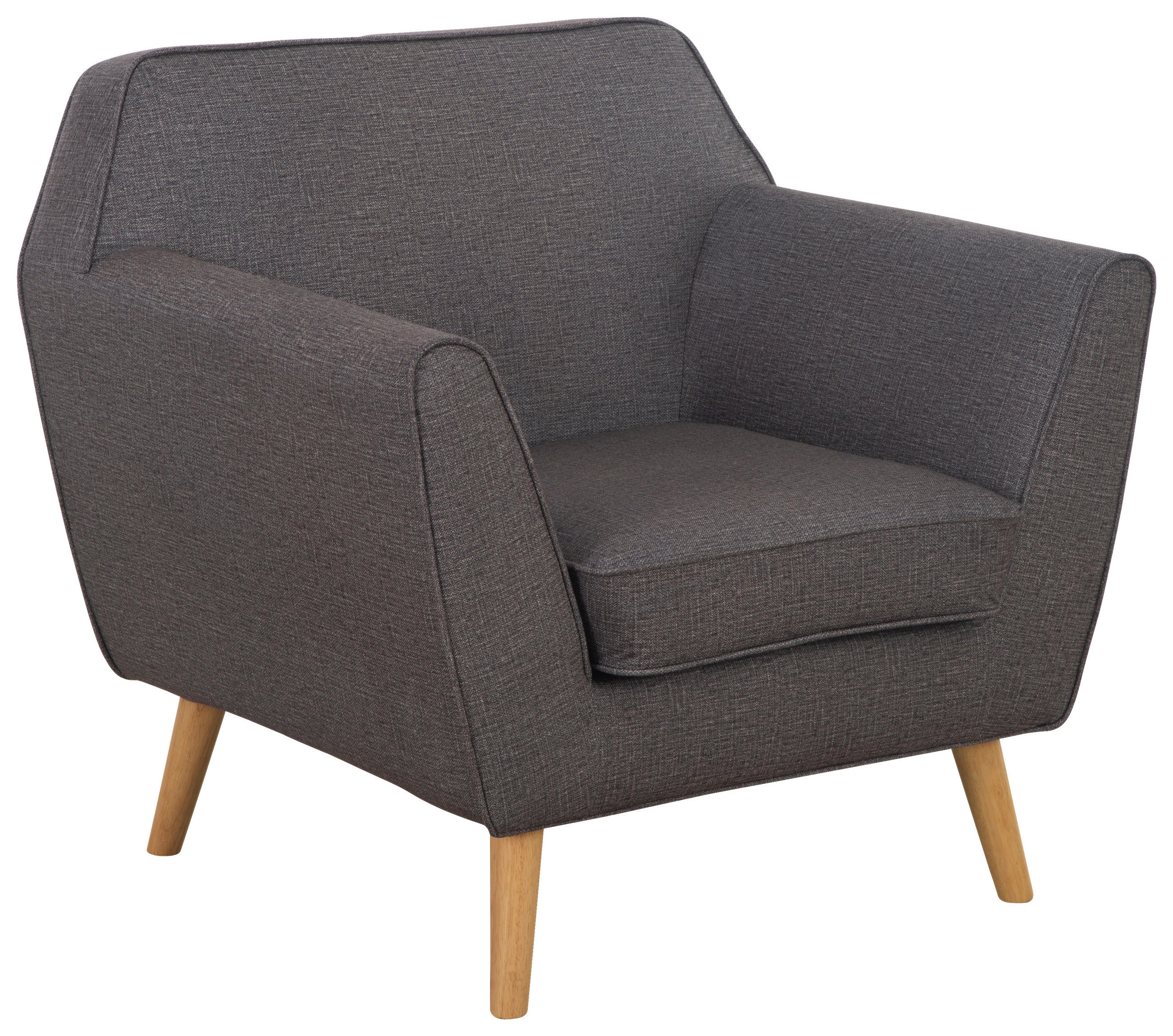 SITZGARNITUR Leinenoptik Dunkelgrau  - Dunkelgrau/Naturfarben, MODERN, Holz/Textil (178.5/83/79cm) - P & B