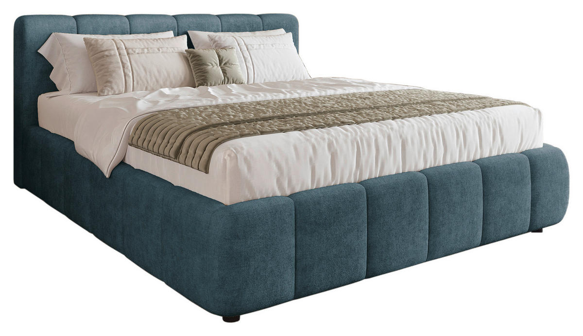 POLSTERBETT 180/200 cm, Lattenrost, Bettkasten,  - Schwarz/Dunkelblau, KONVENTIONELL, Holz/Kunststoff (180/200cm) - Boxxx