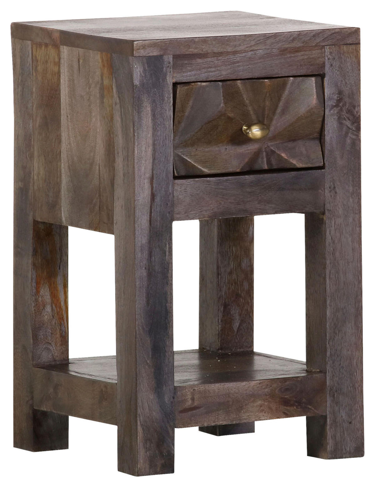 NACHTSCHRANK 30/50/33 cm Mangoholz massiv  - Goldfarben/Grau, ROMANTIK / LANDHAUS, Holz/Metall (30/50/33cm) - Landscape