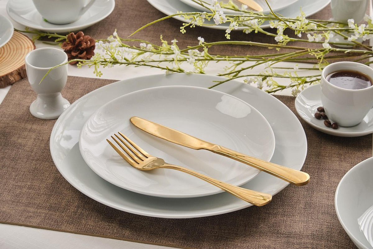 KOMBINOVANÁ SOUPRAVA 62dílné, porcelán keramika  - bílá, Basics, keramika - Novel