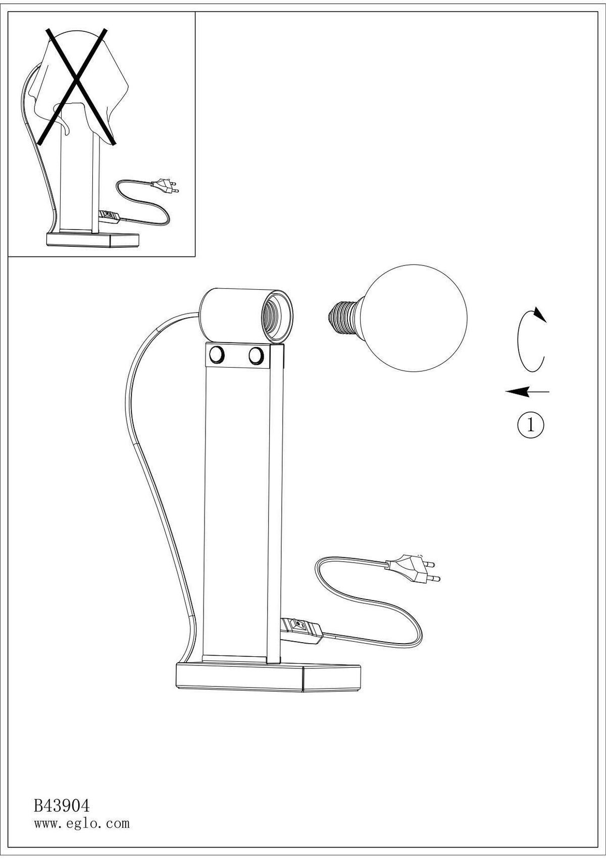 TISCHLEUCHTE 6,5/4,5/33 cm   - Schwarz/Braun, Natur, Holz/Metall (6,5/4,5/33cm) - Eglo