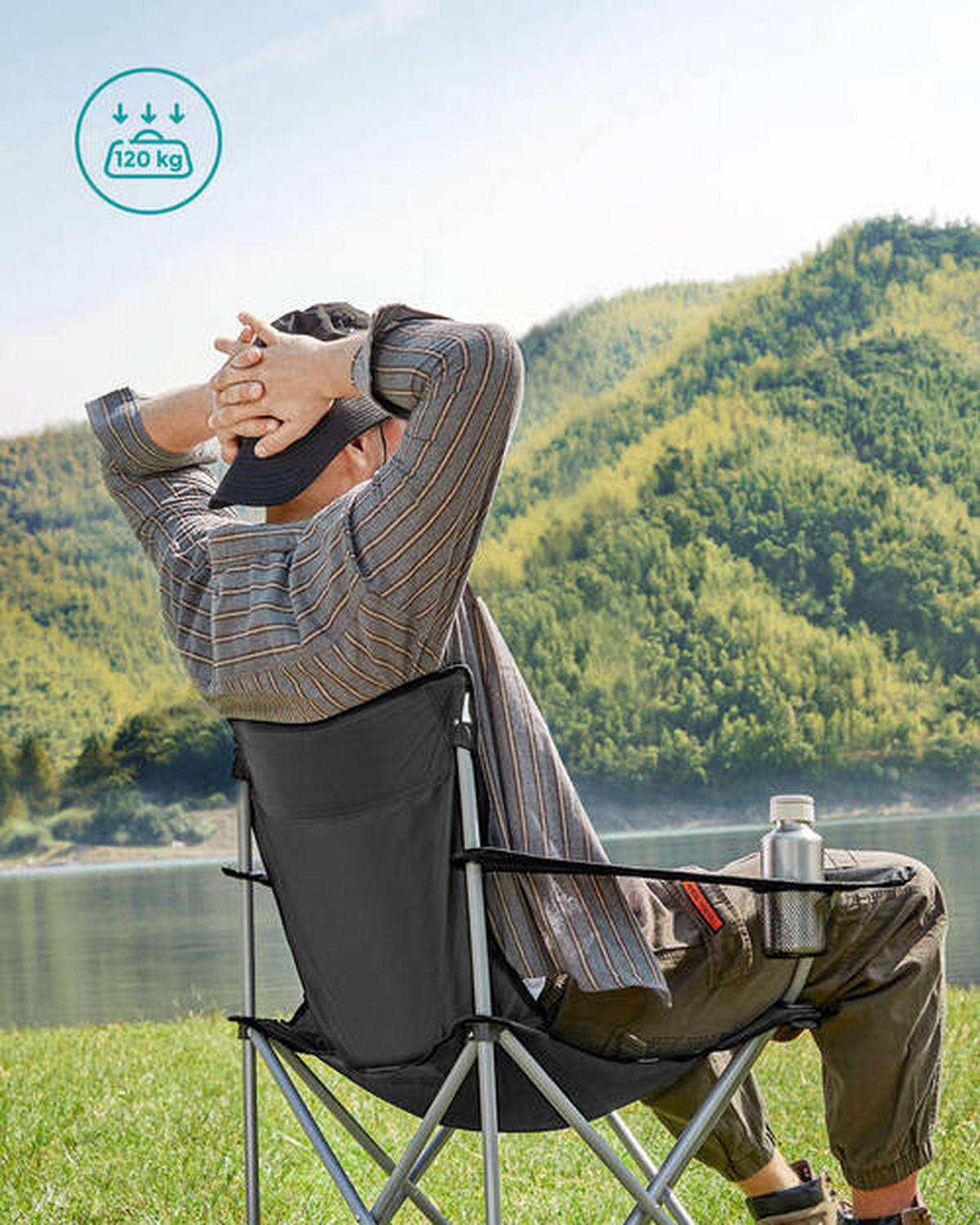 CAMPINGSESSEL in  - Silberfarben/Schwarz, Basics, Textil/Metall (84/81/52cm) - Modante