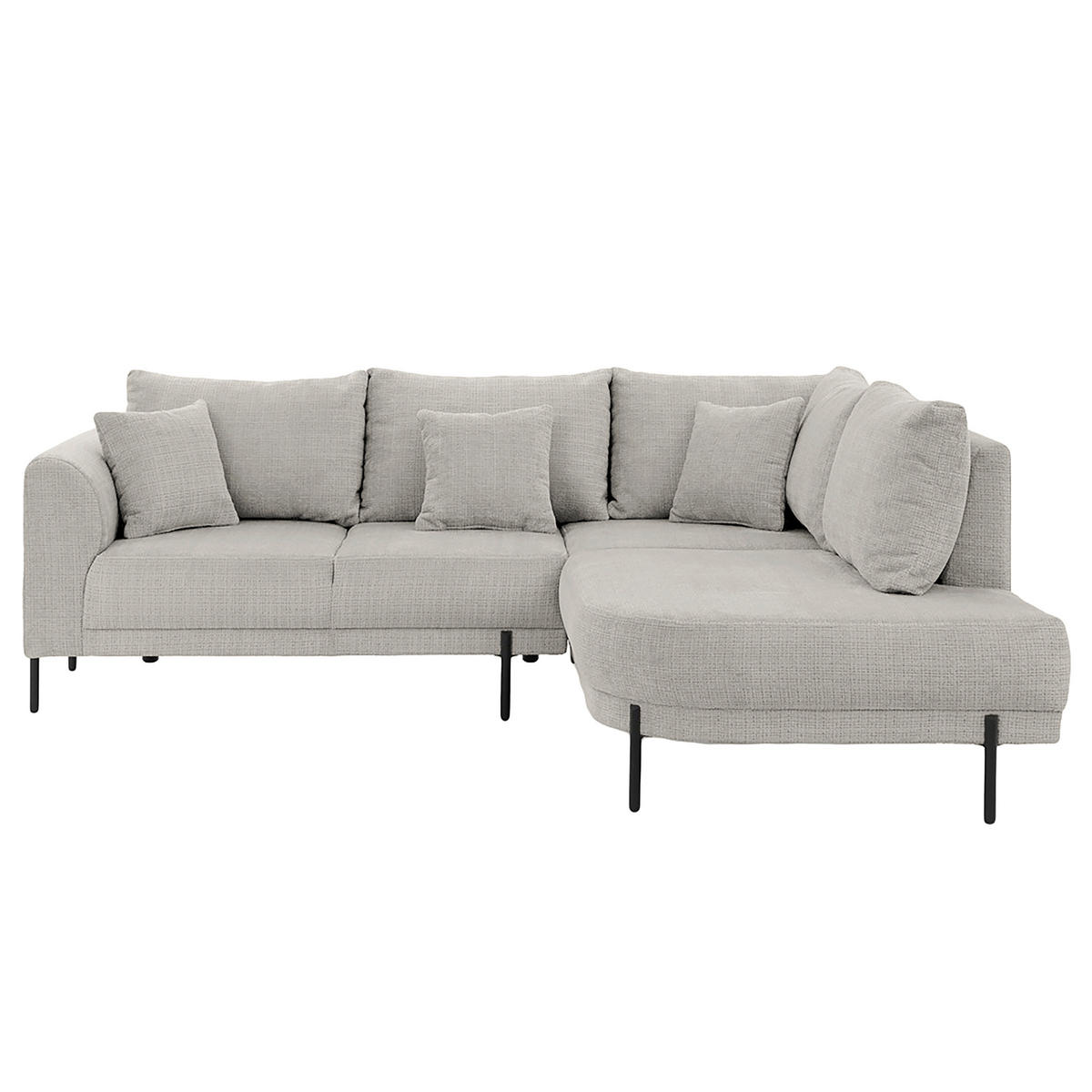 ECKSOFA Mauris Hellgrau Chenille Rückenkissen  - Hellgrau/Schwarz, Design, Kunststoff/Textil (233/200cm) - Livetastic
