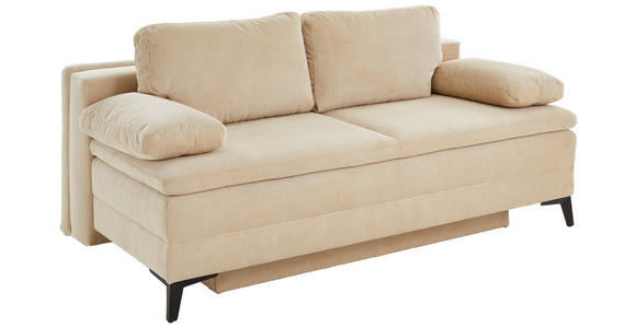 BOXSPRINGSOFA Charlize in Cord Beige  - Beige/Schwarz, Design, Textil/Metall (200/100/108cm) - Novel