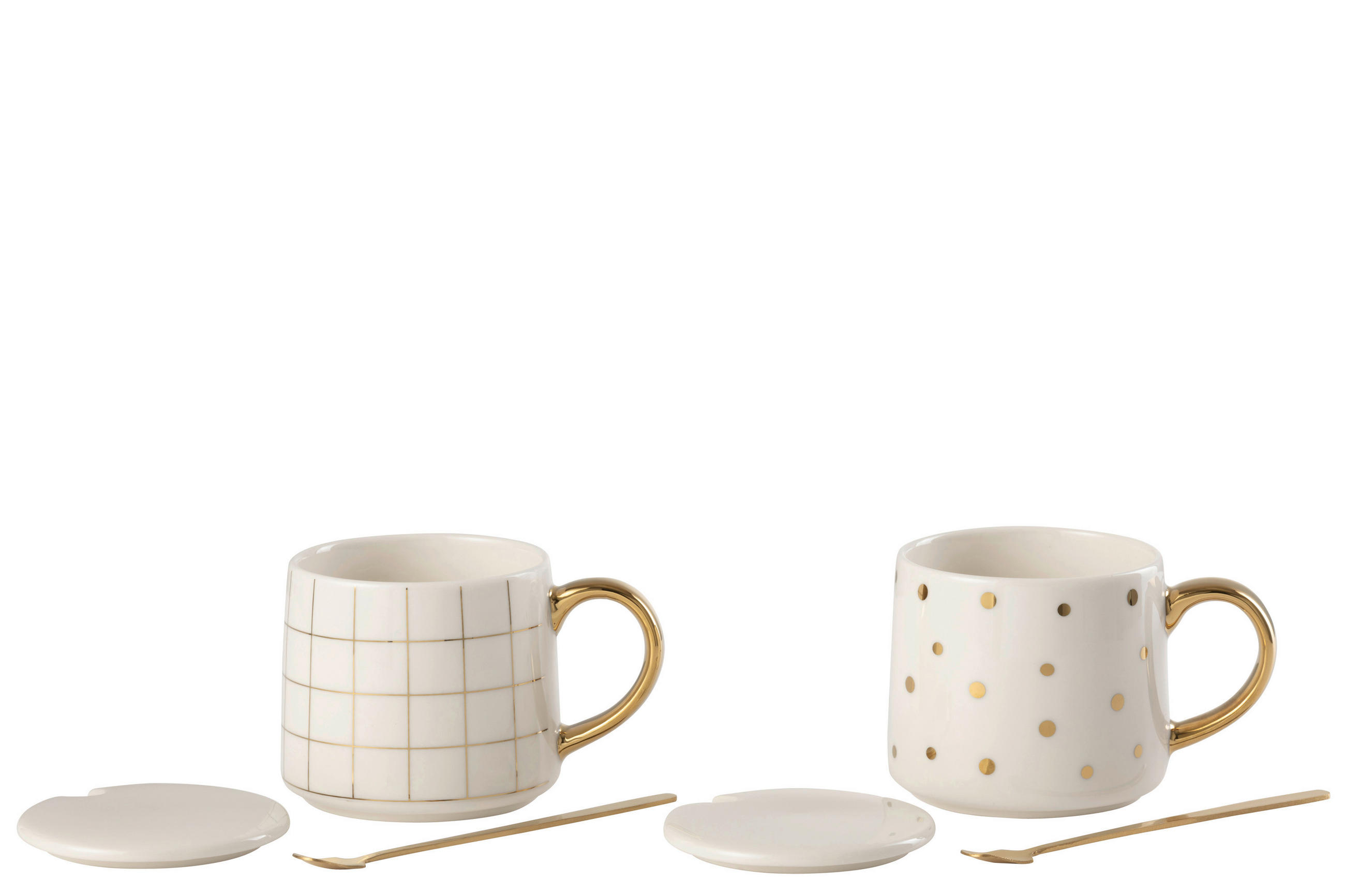 TASSE 320 ml  - Weiss/Goldfarben, Basics, Keramik (12/8,5/8,5cm) - Ambia Home