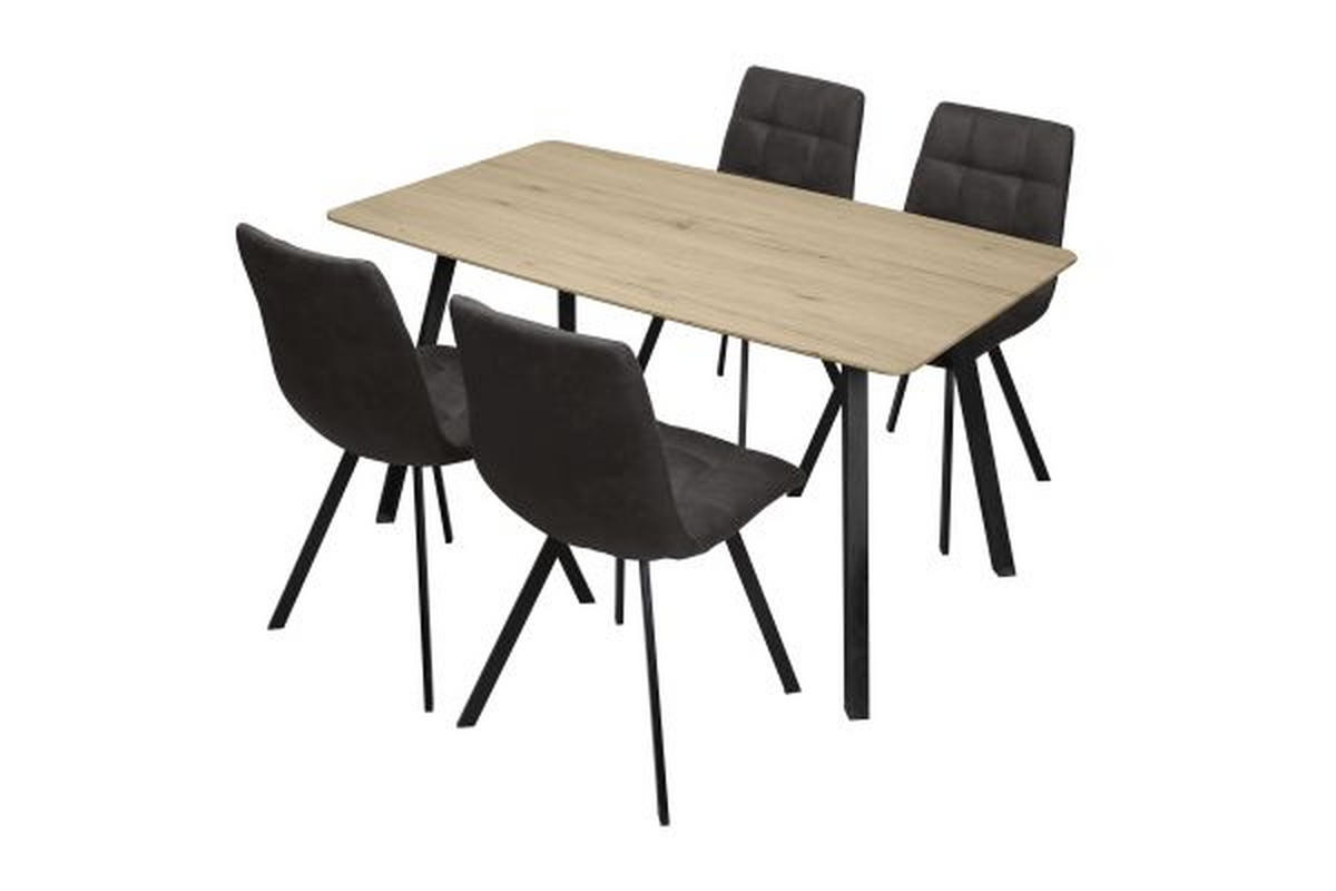 TISCHGRUPPE Anthrazit, Schwarz, Eichefarben  - Eichefarben/Anthrazit, MODERN, Holz/Textil - Livetastic