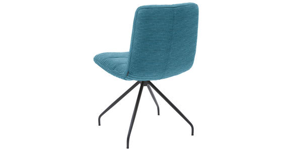 STUHL  in Cord Textil  - Petrol/Schwarz, Design, Textil/Metall (52/88/66cm) - Dieter Knoll