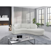 ECKSOFA in Flachgewebe Weiss  - Weiss/Schwarz, Modern, Kunststoff/Textil (266/230cm) - Sit & More