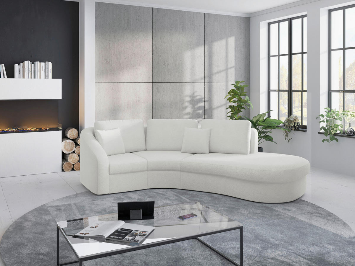 ECKSOFA in Flachgewebe Weiss  - Weiss/Schwarz, Modern, Kunststoff/Textil (266/230cm) - Sit & More