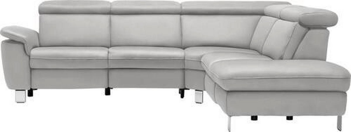 ECKSOFA in Flachgewebe Hellgrau  271/239 cm  - Beige/Hellgrau, Design, Textil/Metall (271/239cm) - Cantus