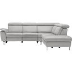 ECKSOFA in Flachgewebe Hellgrau  - Beige/Hellgrau, Design, Textil/Metall (271/242cm) - Cantus