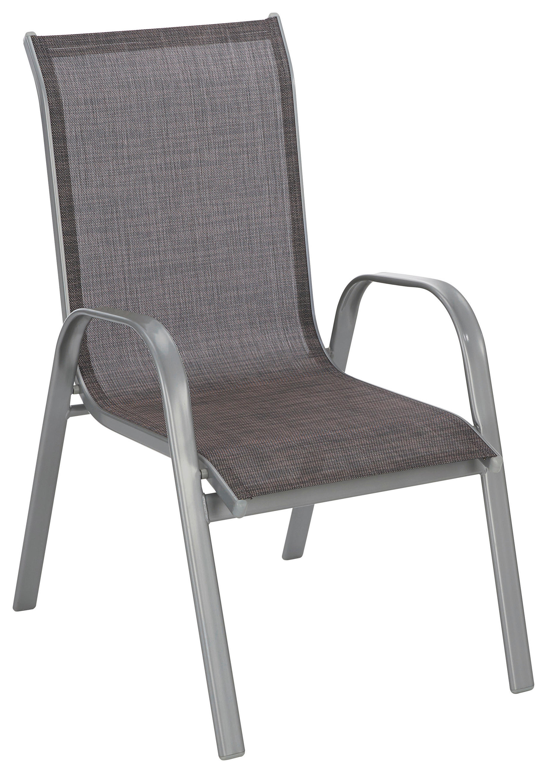 Scaun De Stivuit in metal, textil argintiu, maro deschis  - argintiu/maro deschis, Basics, metal/textil (55/96/76cm) - Xora