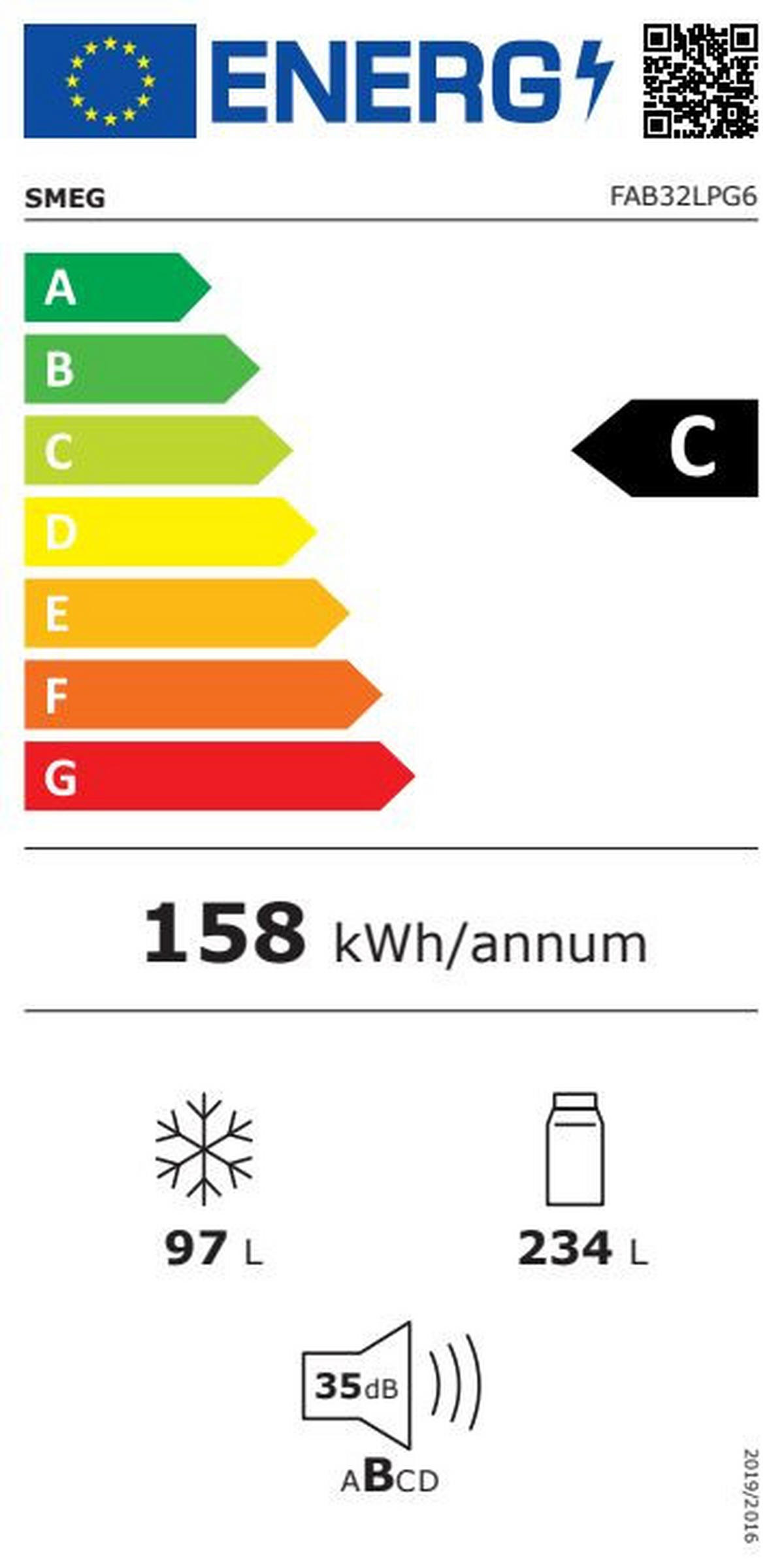 KÜHL-GEFRIER-KOMBINATION 60/196,8/72,8 cm FAB32LPG6  - Pastellgrün, Basics, Metall (60/196,8/72,8cm) - SMEG