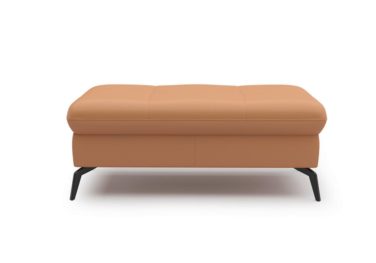 HOCKER in Leder Cappuccino  - Schwarz/Cappuccino, Konventionell, Leder/Metall (102/47/69cm) - Sit & More