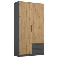 DREHTÜRENSCHRANK 91/197/54 cm,  in Grau, Eiche Artisan, 2-türig  - Eiche Artisan/Grau, MODERN, Holzwerkstoff/Kunststoff (91/197/54cm) - Rauch Möbel