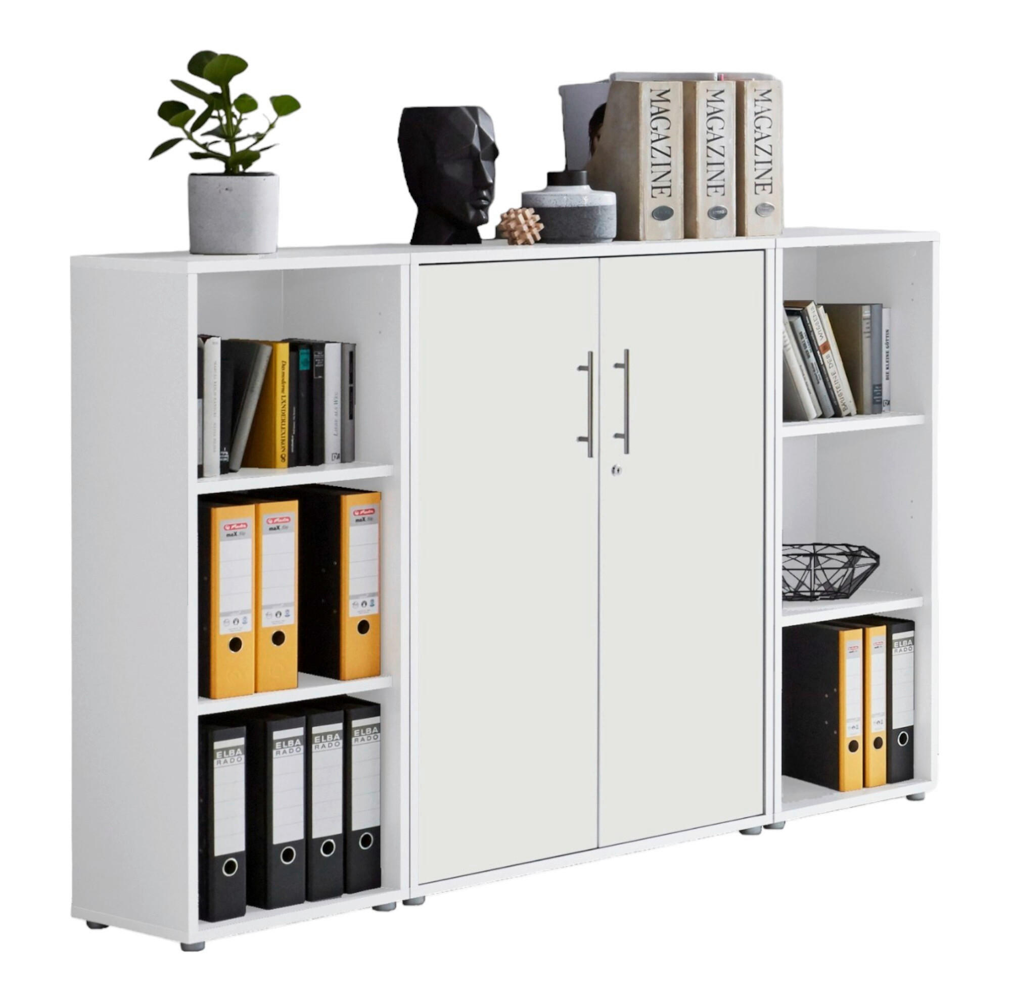 Mid.you Aktenschrank Office Edition - SW Set 2 niedrig Weiß 173x114x33 cm