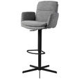 BARHOCKER Webstoff Grau Eisen Sitzfläche 360° drehbar  - Schwarz/Grau, Design, Textil/Metall (55/92-117/54cm) - Novel
