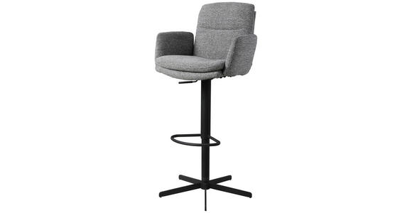 BARHOCKER Webstoff Grau Eisen Sitzfläche 360° drehbar  - Schwarz/Grau, Design, Textil/Metall (55/92-117/54cm) - Novel