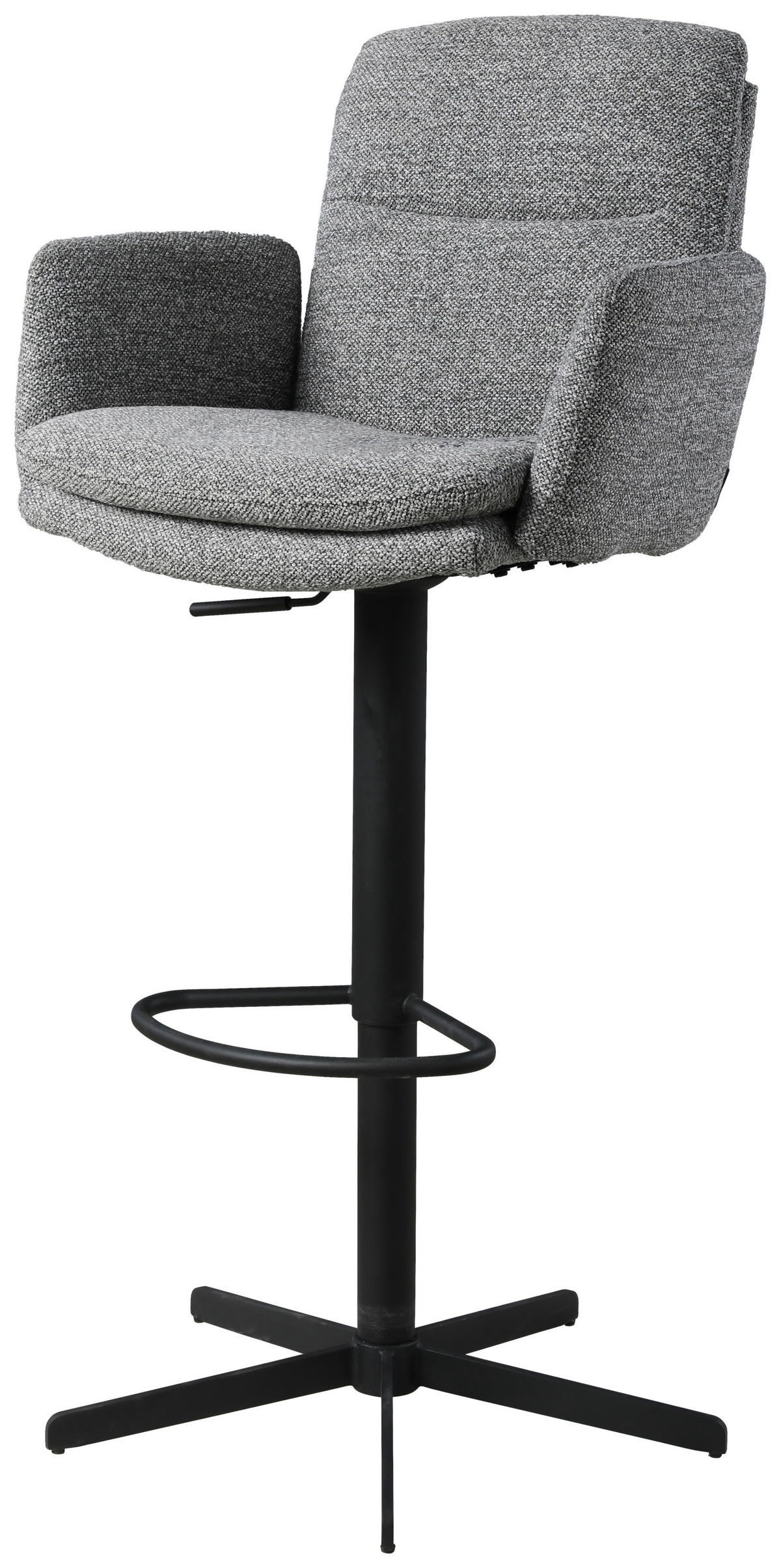 BARHOCKER Webstoff Grau Eisen Sitzfläche 360° drehbar  - Schwarz/Grau, Design, Textil/Metall (55/92-117/54cm) - Novel