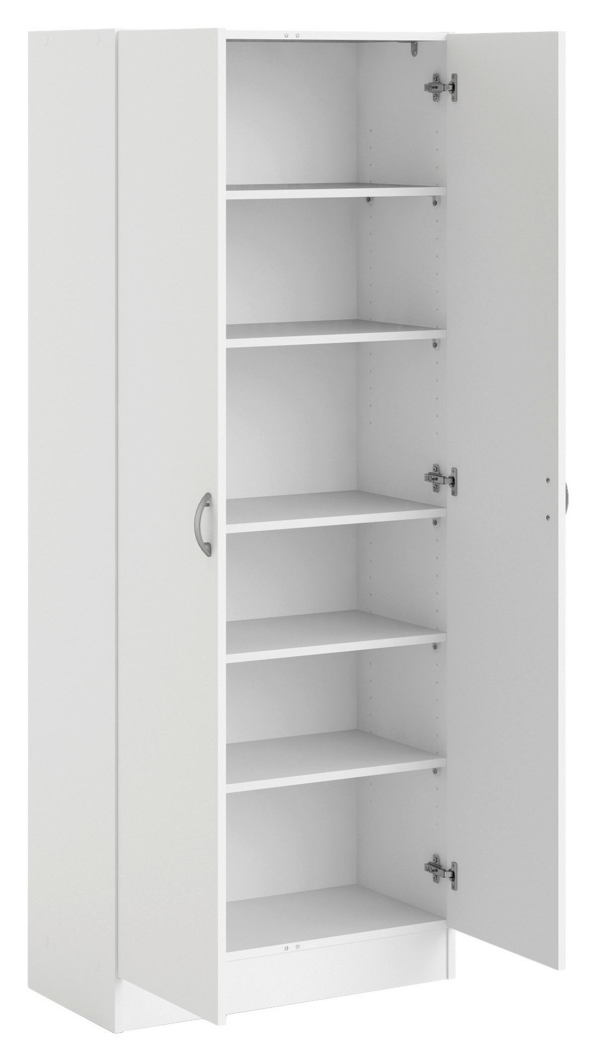 DREHTÜRENSCHRANK 69,2/170,4/34,6 cm 2-türig Weiß  - Silberfarben/Weiß, Basics, Holzwerkstoff/Metall (69,2/170,4/34,6cm) - MID.YOU