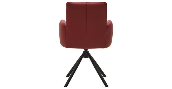 ARMLEHNSTUHL Echtleder Rot, Schwarz - Rot/Schwarz, Design, Leder/Metall (62/87/59cm) - Dieter Knoll