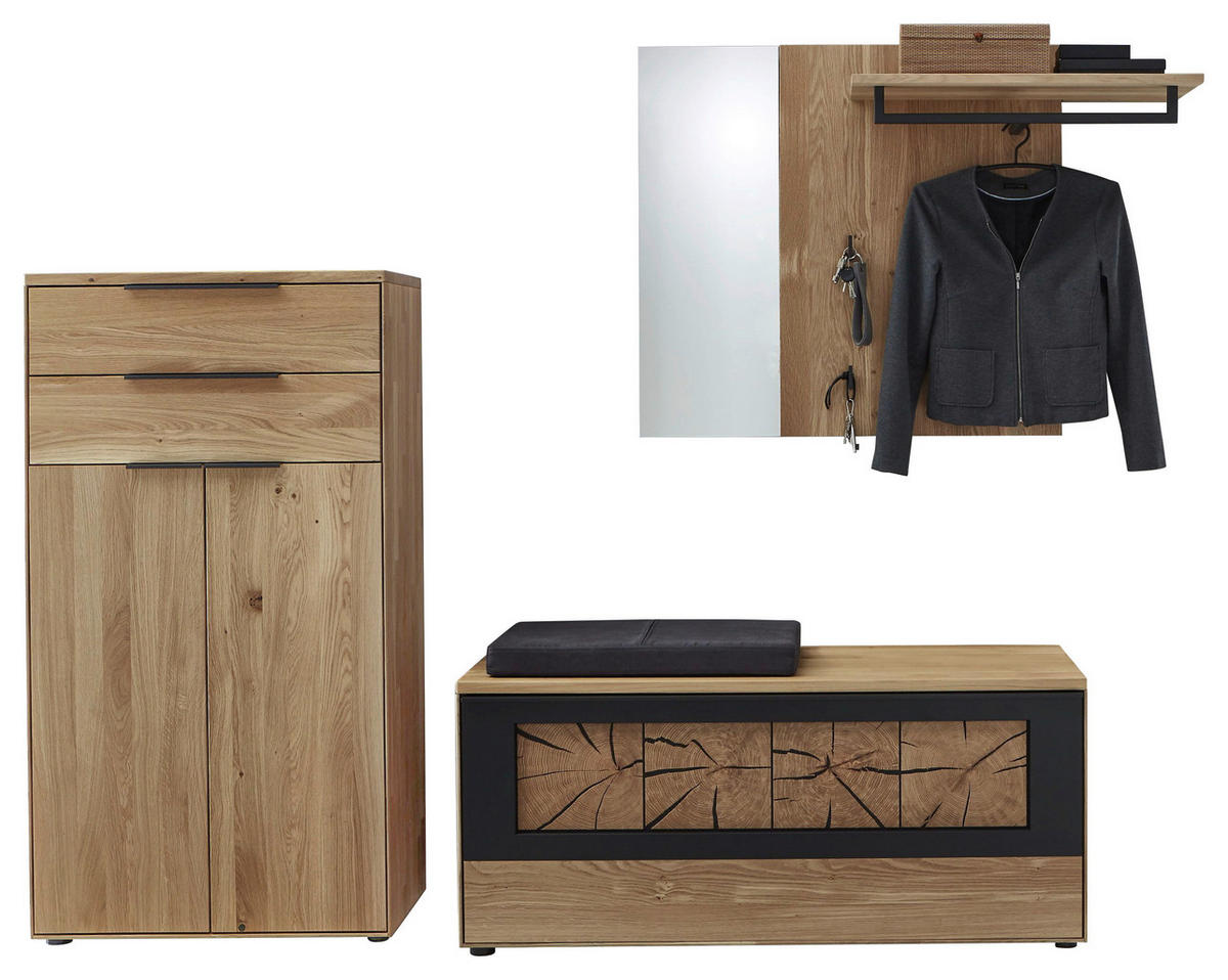GARDEROBE  in 233,8/182/45,2 cm  - Wildeiche, Design, Glas/Holz (233,8/182/45,2cm) - Valdera