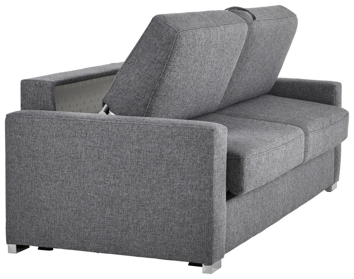 SCHLAFSOFA in Textil Hellgrau  - Chromfarben/Hellgrau, Konventionell, Textil/Metall (188/86/97cm) - Novel