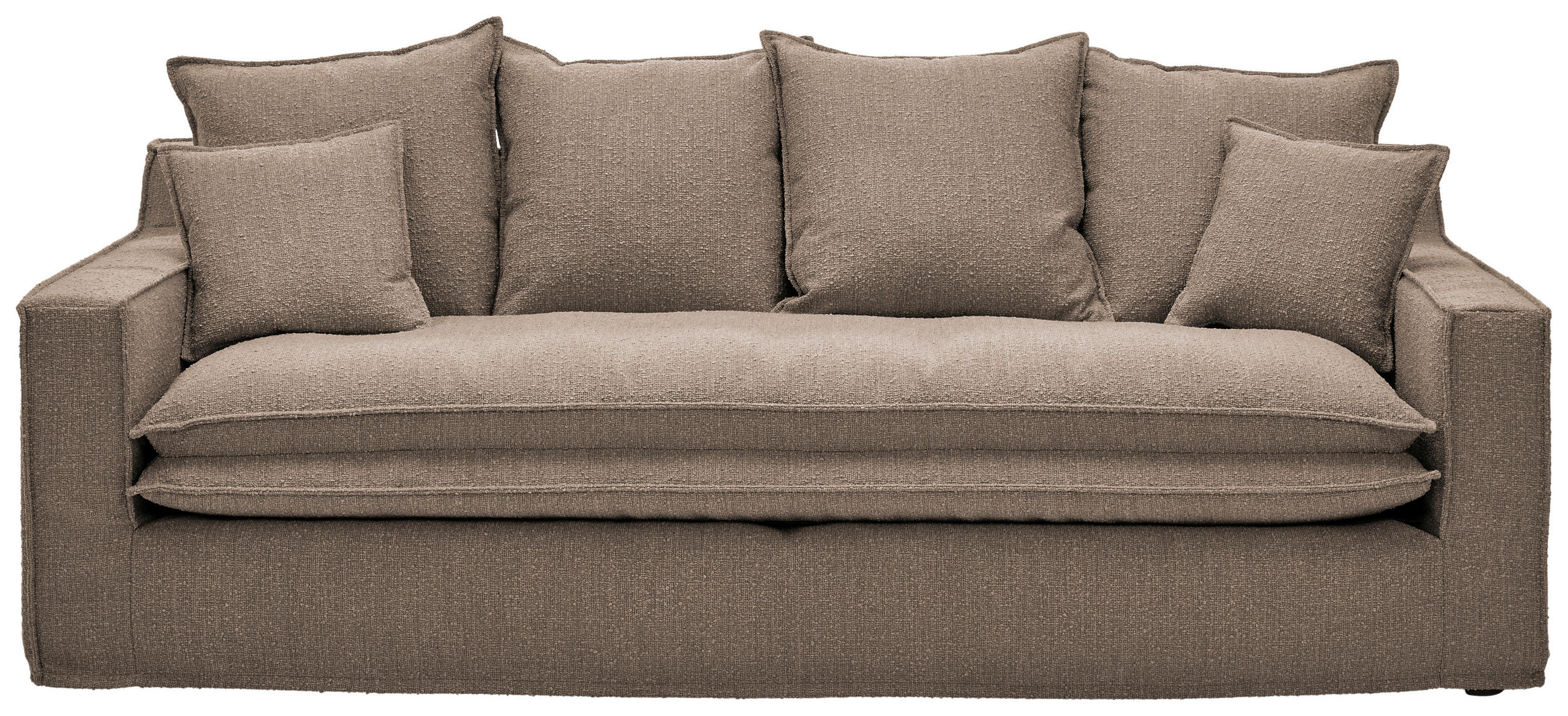 HUSSEN-3-SITZER-SOFA Bouclé Braun - Schwarz/Braun, Trend, Kunststoff/Textil (227/92/105cm) - Livetastic
