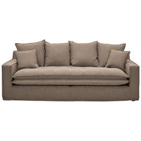 HUSSEN-3-SITZER-SOFA Bouclé Braun  - Schwarz/Braun, Trend, Kunststoff/Textil (227/92/105cm) - Livetastic