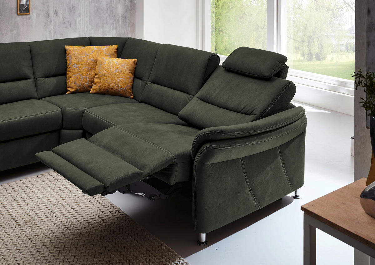 SOFFA i mikrofiber mörkgrön  - aluminiumfärg/mörkgrön, Klassisk, metall/textil (173/330/262cm) - Beldomo System