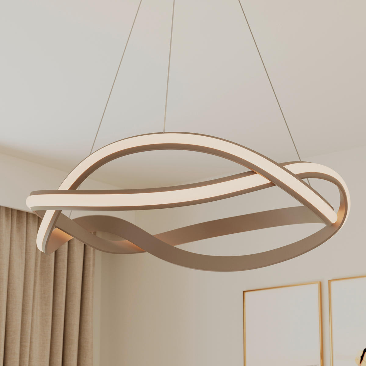 LED-HÄNGELEUCHTE Infinity 55/150 cm  - Cappuccino, Design, Kunststoff/Metall (55/150cm) - Novel