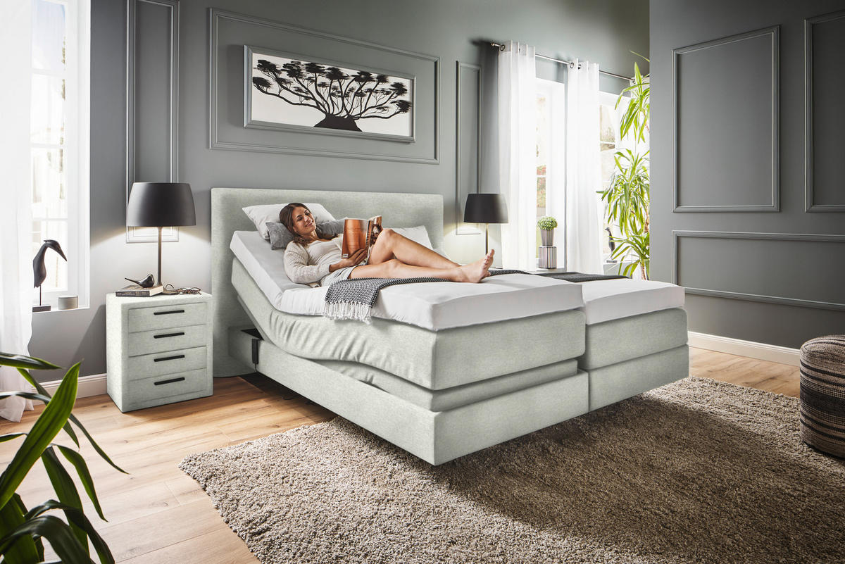 BOXSPRINGBETT 200/200 cm  in Hellgrau  - Hellgrau, KONVENTIONELL, Holz/Textil (200/200cm) - Dieter Knoll