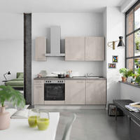 KÜCHENBLOCK Riva 210 cm  in Grau, Schieferfarben  - Schieferfarben/Edelstahlfarben, MODERN, Holzwerkstoff/Metall (210cm) - Nobilia